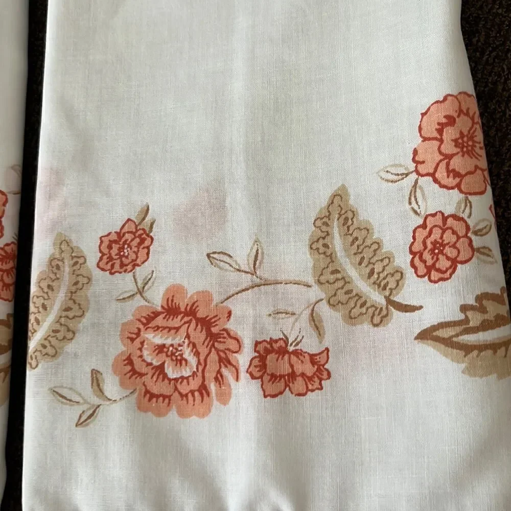 Set 2 Custom Autumn Embroidered White with Red/Brown Floral Accent Pillowcases